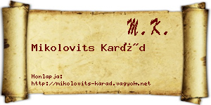 Mikolovits Karád névjegykártya